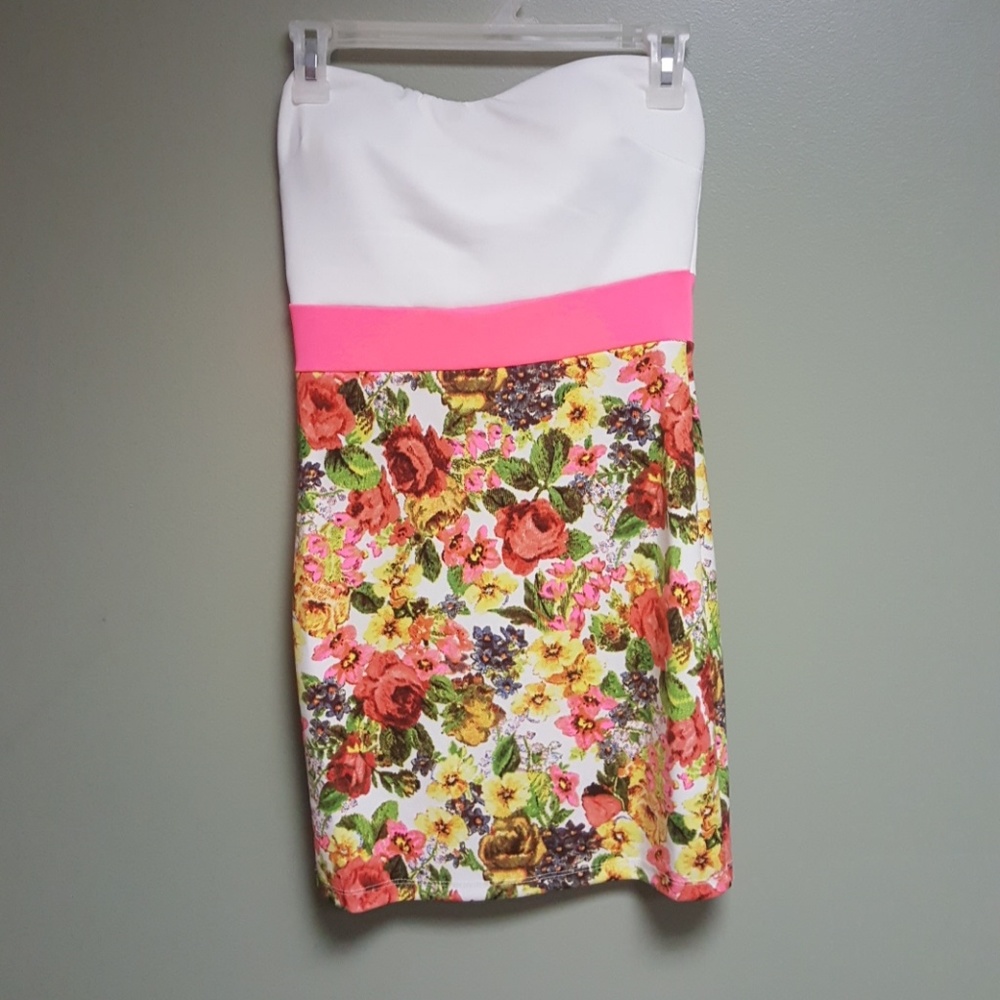 Strapless floral dress